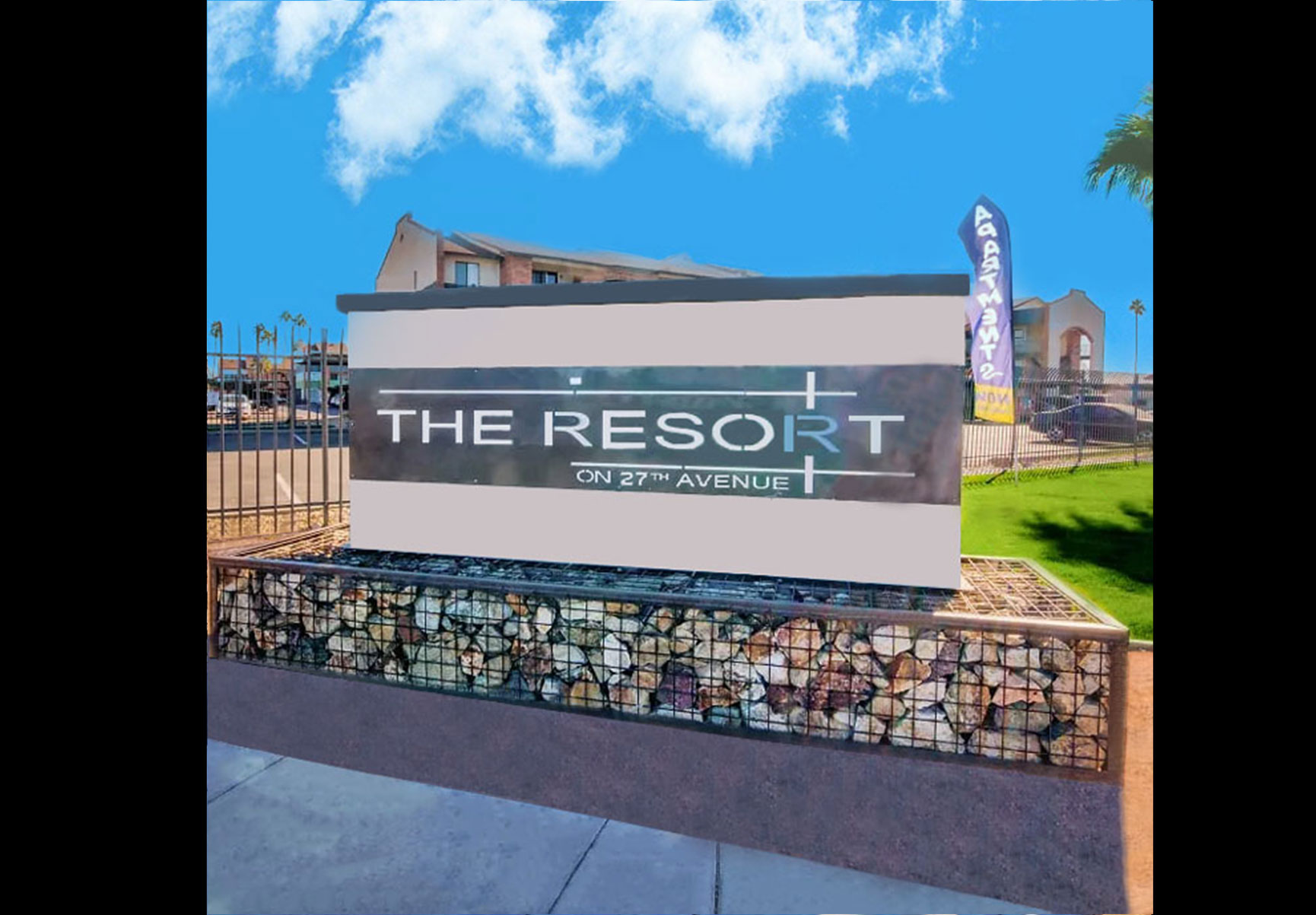 This image displays entrance marker photo of Quartzsite Senior Apartments